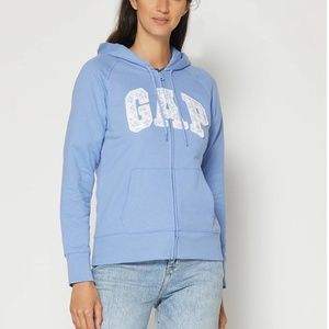 GAP FLORAL LOGO FULL ZIP HOODIE BABY BLUE - SIZE XL- New with tags